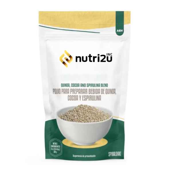Espirulina + Quinoa y Cocoa en polvo.